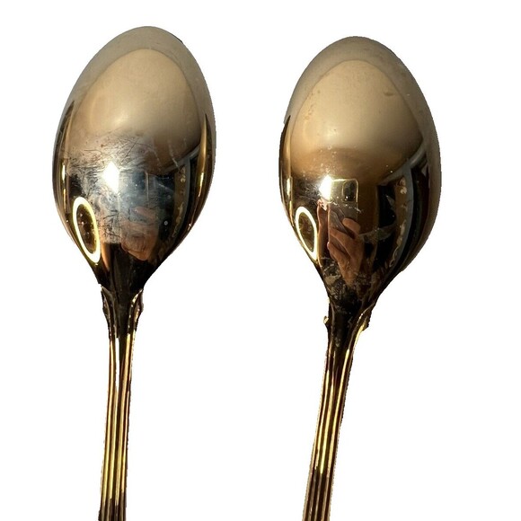 FB Rogers Golden Plated Electroplate American Chipendale 4 Spoons Tbsp - Picture 10 of 16